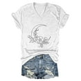 thumbnail image 4 of Women's Fashion Casual V Neck Floral Moon Print Top Short Sleeve T Shirt, 4 of 4