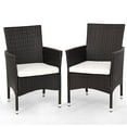 thumbnail image 2 of Gymax 2PC Patio Rattan Wicker Dining Chairs Set Mixbrown With 2 Set Cushion Covers, 2 of 6