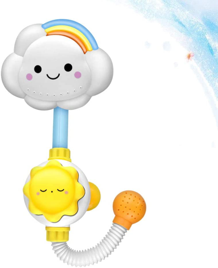Apofly Baby Bath Shower Toy Water Sprinkler Spray Water Squirt Faucet for Kids Toddlers Shower or Outdoor Water Fun Cloud Rainbow 