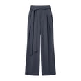 thumbnail image 6 of hoksml Women's High Waist Pleated Dress Pants Tie Design Casual Long Trousers with Pockets, 6 of 6