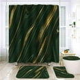 thumbnail image 3 of 4 Pcs Luxury Marble Shower Curtain Set with Non-Slip Rugs,Toilet Lid Cover and Bath Mat,Gold White Bathroom Decor Set with Shower Curtain and Rugs and Accessories, 3 of 5