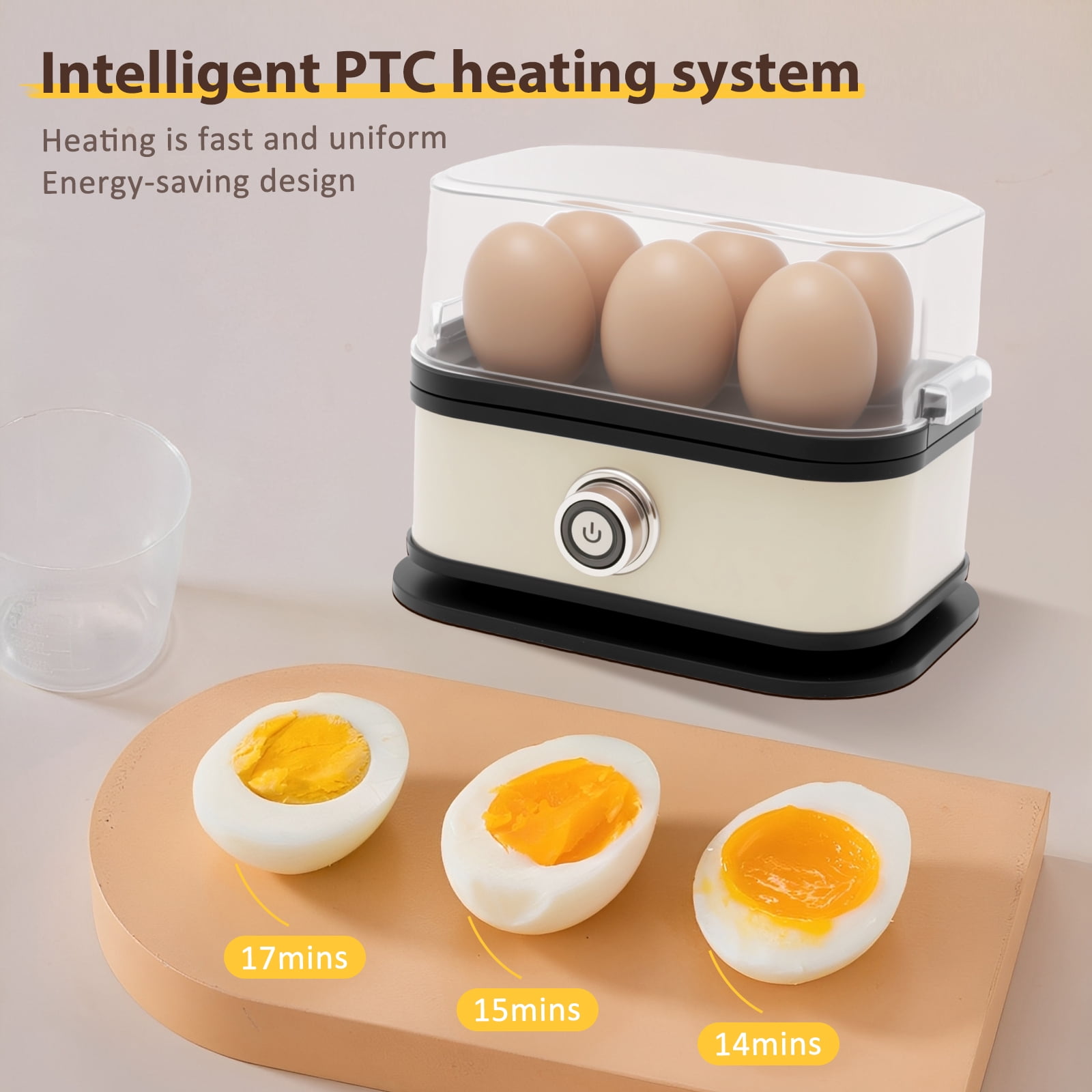 6-Egg Capacity Electric Egg Cooker and Steamer, Stainless Steel Rapid Boiler with Auto Shut-Off for Breakfast