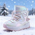 thumbnail image 2 of DMDUOU Boys Girls Winter Snow Boots Teen Lace Up Non-Slip Outdoor Warm Fleece Boots Soft Cozy Hiking Walking Shoes Beige 36, 2 of 7
