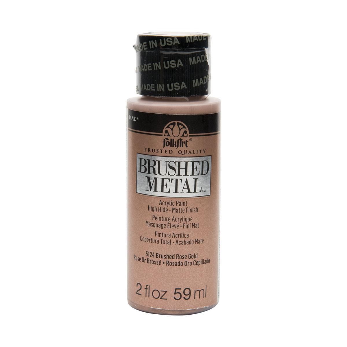 Peinture acrylique métal brossé finition mate FolkArt, 2 oz, Or Rose