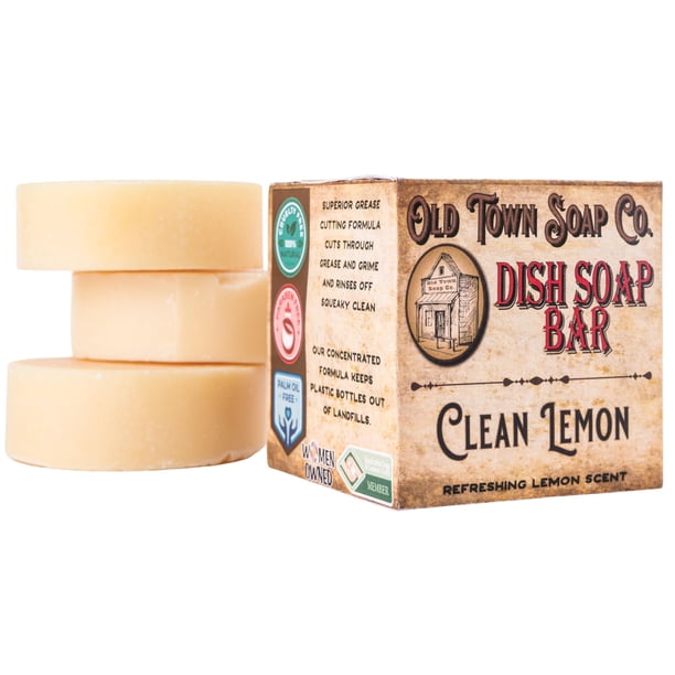 Jabón sólido para platos Old Town Soap Co. Limón, 3 unidades, 113 g