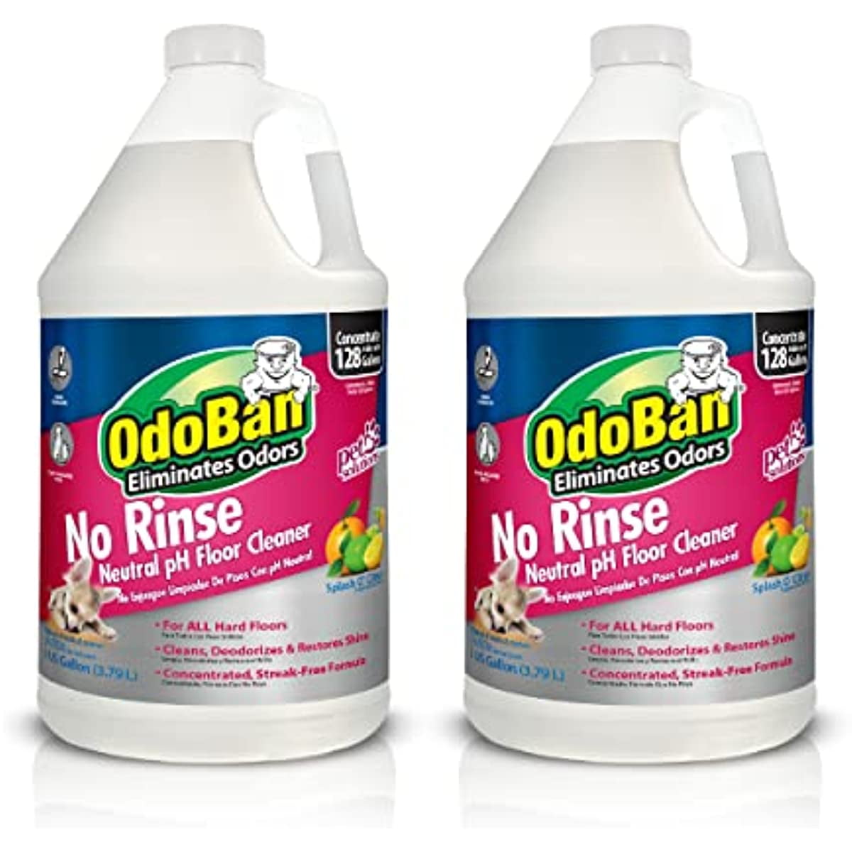 OdoBan No Rinse Neutral pH Floor Cleaner Concentrate, 2 Gal