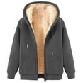 thumbnail image 3 of Yeaiivve Womens Winter Thermal Hoodies Sherpa Lined Full Zip Sweatshirt Outdoor Sports Casual Athletic Jacket Dark Gray M, 3 of 5