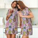 thumbnail image 4 of Fotbe Cute Donuts Bata de Dormir para Mujer con Estampado, Camisón de Algodón de Manga Corta, Ropa de Dormir Casual, 4 of 6