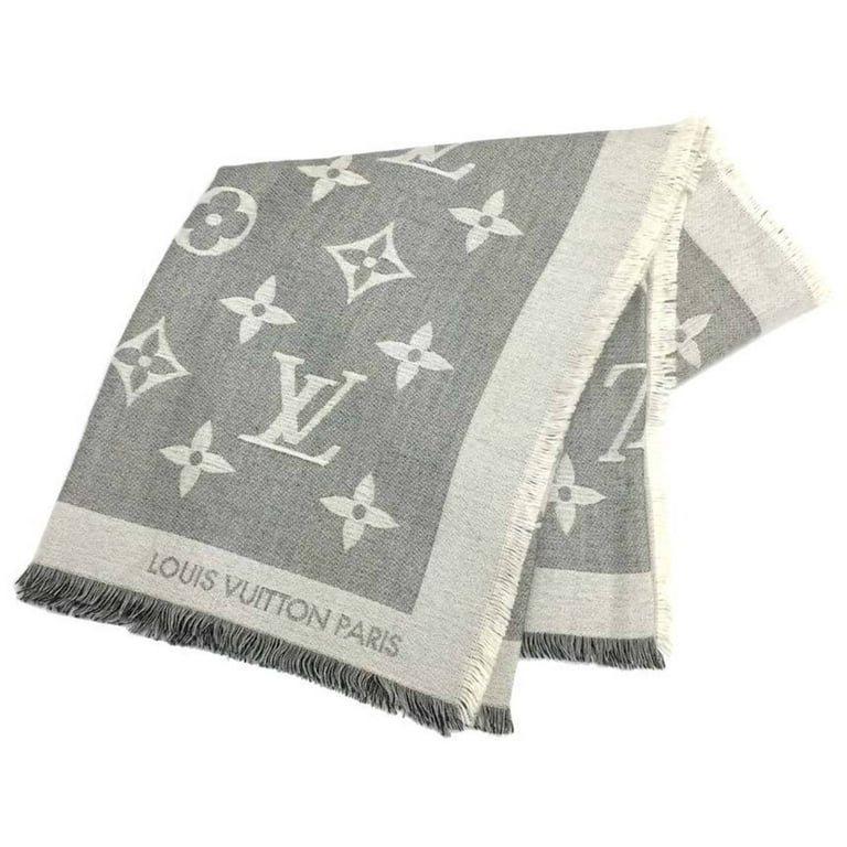 Authenticated used Louis Vuitton Louis Vuitton Shawl Monogram Giant Mp2412 Noir Cashmere Silk Wool Stole Muffler, Women's, Size: (LxW): 1.42m x 1.42m