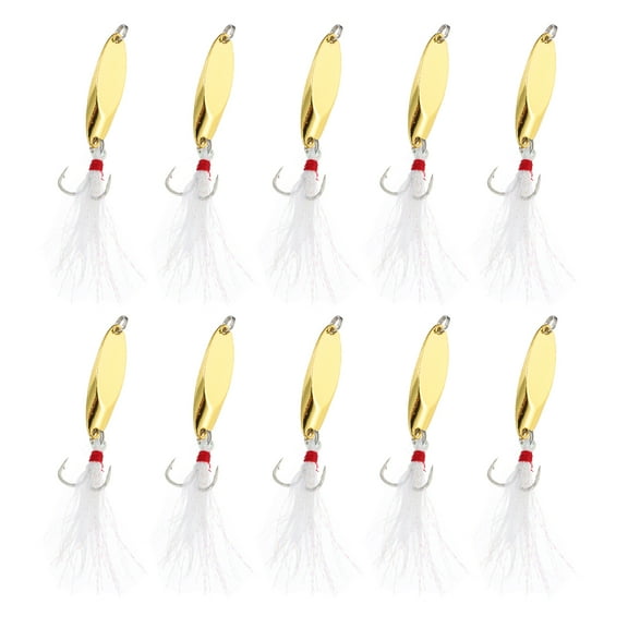 Uxcell 10Pcs 1/5 oz Metal Fishing Spoons Fishing Lures Casting Spoon Gold Tone