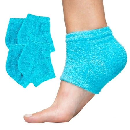 ZenToes Moisturizing Heel Socks 2 Pairs Gel Lined Fuzzy Toeless Spa Socks to Heal and Treat Dry, Cracked Heels While You Sleep (Fuzzy,