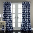 thumbnail image 1 of Lush Decor Elephant Parade Curtains Floral Animal Print Design Window Panel Drapes Set for Living, Dining, Bedroom (Pair), 84” x 52”, Navy, 1 of 8
