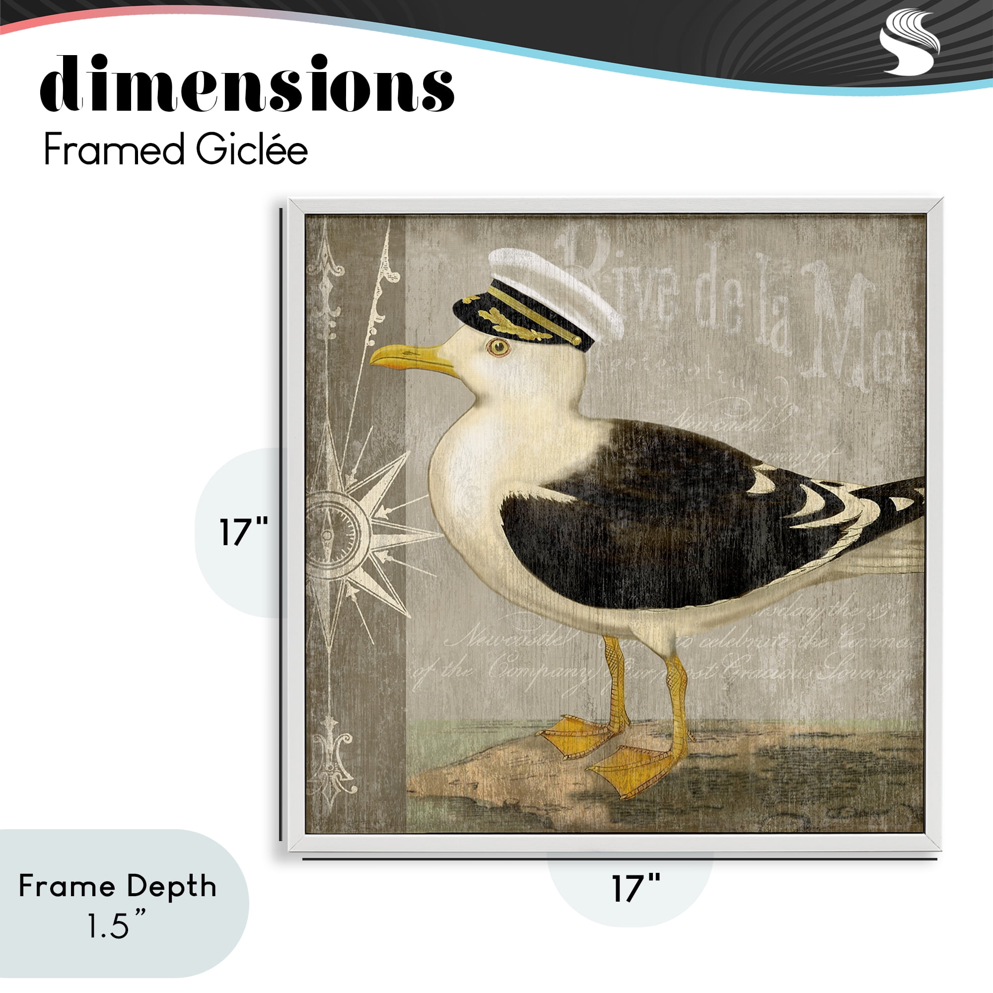 Stupell Industries Little Maritime Seagull White Framed Giclee Art, design by Suzanne Nicoll