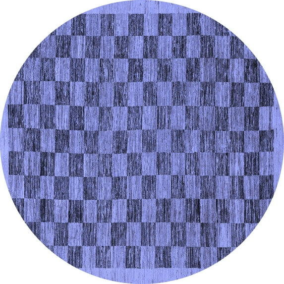Ahgly Company Machine Washable Indoor Round Abstract Blue Modern Area Rugs, 8' Round