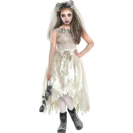 Zombie Bride Dress Halloween Costume for Girls, Extra Large, with Accessories