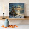 thumbnail image 3 of Ships Next Day Canvas Wall Art 12"x12", Coastal Christmas Tree Wood Framed Canvas Print Painting, Xmas Tree Beach Nautical Ready to Hang Small Picture Wall Decor for Home Kitchen Dining Room Office, 3 of 9