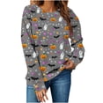 thumbnail image 5 of HomeDM Halloween Sweatshirt for Women All-Over Print Cute Ghost Long Sleeve Top Crew Neck Casual Holiday Pullover, 5 of 6