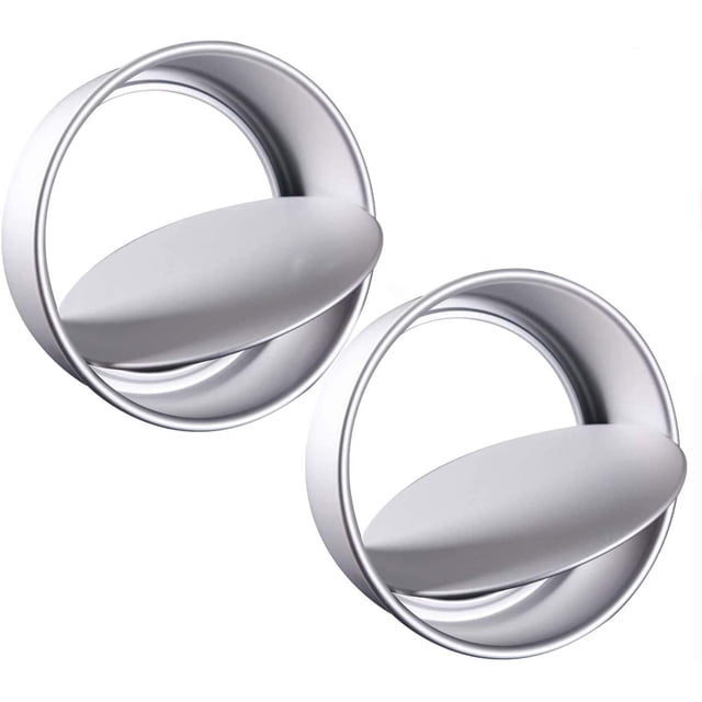 Juego de 2 moldes para pasteles redondos de aluminio antiadherentes de 4 pulgadas con fondo extraíble para hornear pasteles de bodas, cumpleaños y Navidad