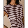 thumbnail image 4 of Women's Striped Knit Midi Dress, Crew Neck Cap Sleeve Bodycon Casual Dress, 4 of 8