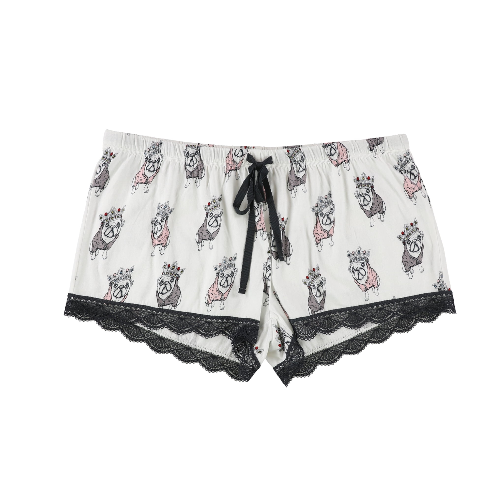 Salvage Womens Crowned Pugs Pajama Shorts ivory M Bodega