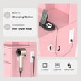 thumbnail image 6 of Roundhill Furniture Makeup Vanity Set, Vanity Desk, Stool, LED Light Mirror, Pink, 6 of 15