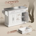 thumbnail image 3 of HOMCOM Îlot de Cuisine avec Dessus en Acier Inoxydable, 2 Tiroirs et 2 Armoires, 3 of 10