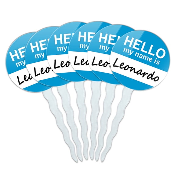 Leonardo Hello My Name Is Cupcake Picks Toppers - Set of 6