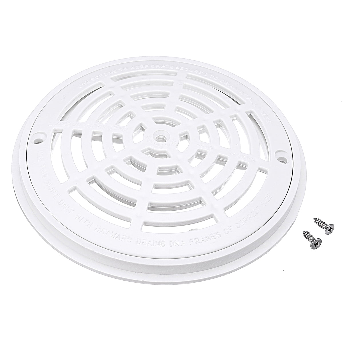 8 Inch Replacement White Universal Round Swimming Pool Main Drain Cover W/Screws 