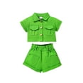 thumbnail image 2 of piuwrlz Shirt and Shorts Set for Baby Boys Girls Summer Children's Set Green Size 6Y, 2 of 7