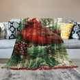 thumbnail image 5 of Creowell Cardinal Holly Leaves Warm Cozy Decorative Blanket 50*60in, 5 of 7