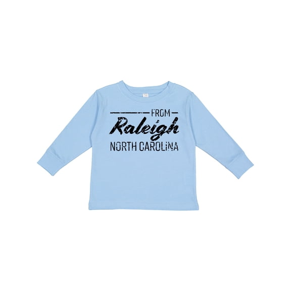 Inktastic From Raleigh North Carolina in Black Distressed Text Boys or Girls Long Sleeve Toddler T-Shirt