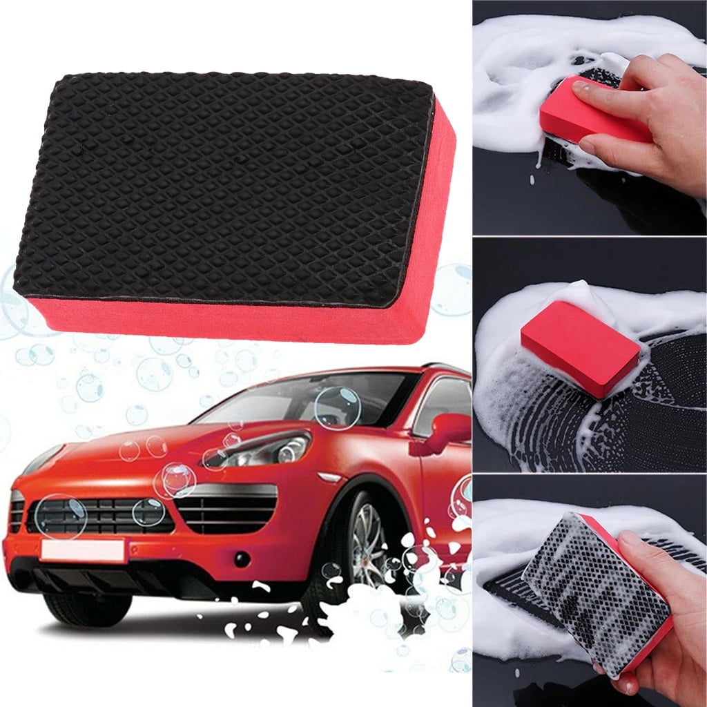 Car Mud Sludge Removal Wash Sponge Red Maxpex Clay Sponge Bar Eraser Block Wax Polish Pad Tool 1pc Car Cleaning Pad