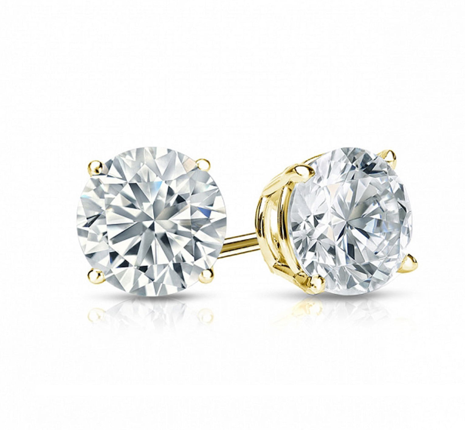 Clara Pucci 3.90 CT Princess Brilliant Cut Solitaire Stud Earrings in 14k Yellow Gold Push Back