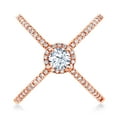 thumbnail image 2 of Gem Stone King 1.57 Ct Round White Zirconia 18K Rose Gold Plated Silver Criss Cross X Ring (Size 7), 2 of 5