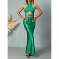 thumbnail image 3 of TRKIYQC Conjuntos de 2 piezas de verano para mujer sin mangas con cuello colgante + falda de cola de sirena con lentejuelas de cintura alta TRKIYQC moda, 3 of 9