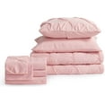 Cozy Comfort Pink Twin Comforter Set 5 Pieces Pintuck Bed in a bag