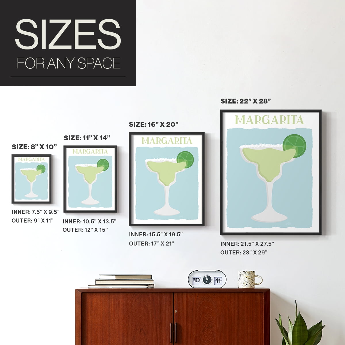 Margarita in Black Solid Wood 22 x 28 Framed Print