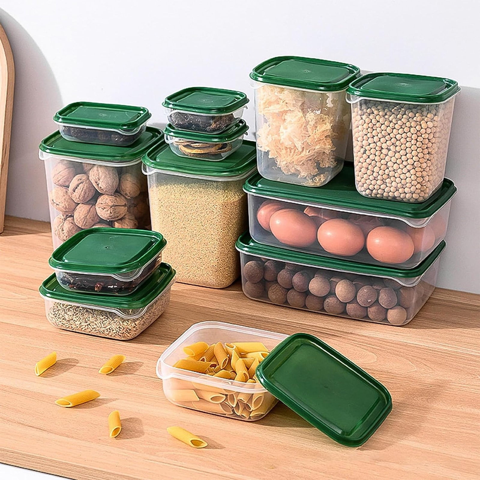 17 Pcs Boxed Food Storage Container Set with Lids Smart Seal Leakproof Airtight Food Storage Container Set Standard Durable Storage Food Containers for Fridge & Freezer, Green
