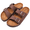 Brown, variant on Men Women Cork Footbed Sandals, Adjustable Double Buckle Flat Leather Slides Arch Support Casual Sandals for Daily Walking Beach Pool Travel