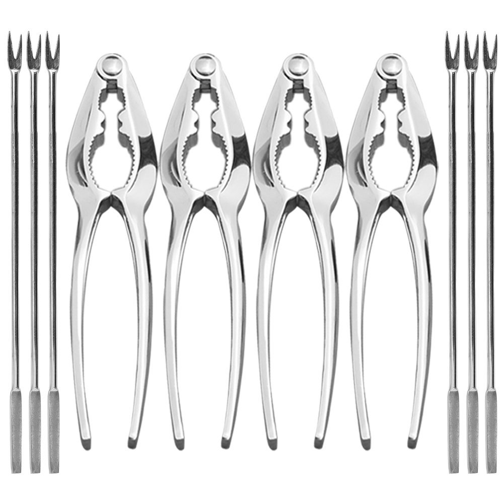 Seafood Tools Set Nut Crackers of 10 Pcs Seafood Opener Tool Set, 4 Pcs Lobster Crackers/Crab Crackers and 6 Pcs Stainless Steel Seafood Forks/Picks - image 1 of 7