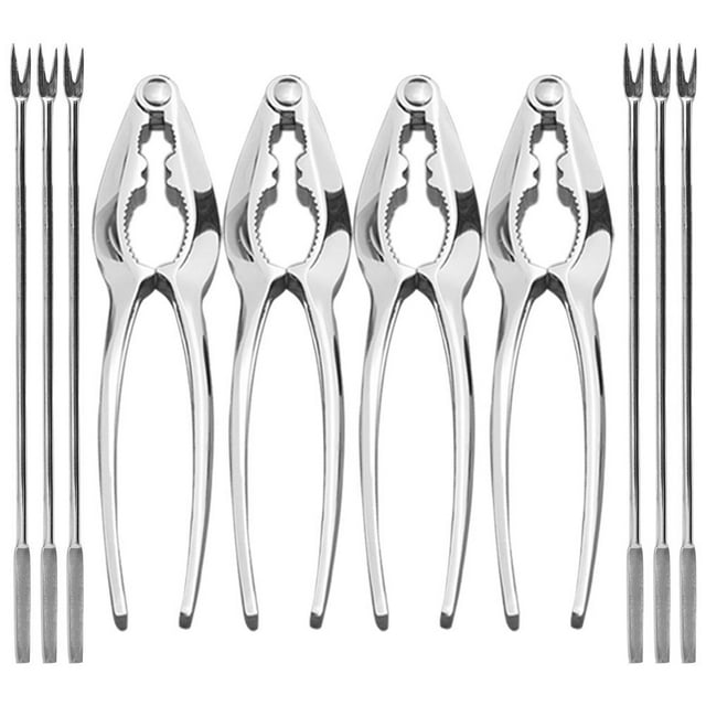 Seafood Tools Set Nut Crackers of 10 Pcs Seafood Opener Tool Set, 4 Pcs Lobster Crackers/Crab Crackers and 6 Pcs Stainless Steel Seafood Forks/Picks