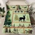 thumbnail image 2 of Manfei Vintage Farmhouse Twin Sheet Sets, Jungle Deer Elk Animal Twin Fitted Sheet, Western Countryside Flat Sheet, Breathable Home Decor, 3pcs, 2 of 7