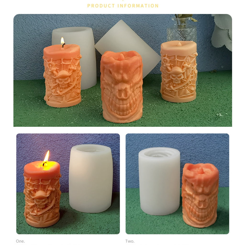 3D Skull Silicone Mold for Halloween Candle Making Resin Molds Handmade Soap Clay Mould DIY Cake Chocolate Decorating