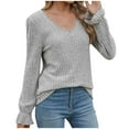 thumbnail image 3 of Ahuyic Womens Plus Size Top, Casual Long Sleeve Blouse For Autumns And Winter, Womens Casual Solid Casual-neck Lace Stripe Brushed Long Sleeved Shirt, 3 of 8