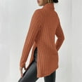thumbnail image 4 of Sevevn Women's Fashionable Turtleneck Sweater Slim Waist Lower Slit Long Sleeve Sweater Long Sleeve Turtleneck Top Brown M Deal of the Week, 4 of 5