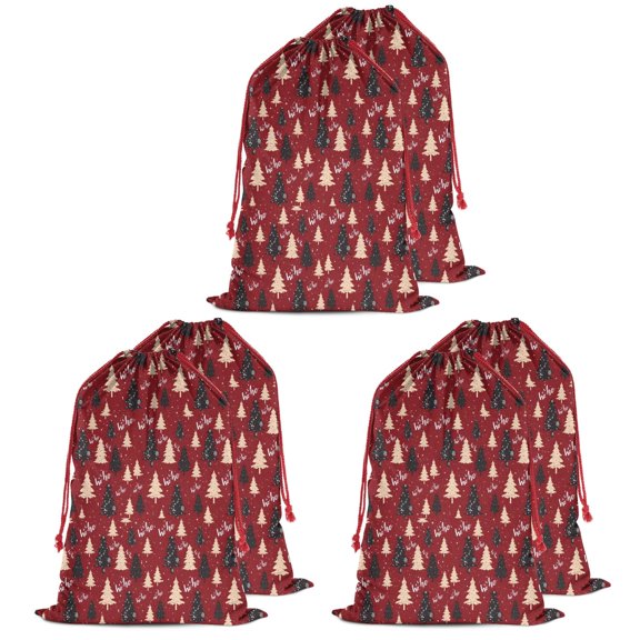 Christmas Bags Drawstring,Red Christmas Tree Pattern Large Xmas Christmas Gift Bags,Reusable for Xmas and New Year Party Favors and Supplies,27.6" X 19.7"