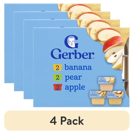 (4 pack) Gerber My 1st Fruits Starter Kit, Baby Food Puree, 2 oz Tubs, Variety (6 Pack)