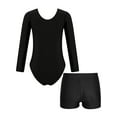 thumbnail image 4 of TSSOE Kids Girls Long Sleeve Gymnastics Dance Leotard Sparkly Bodysuit Biketard Top with Shorts Set Swimwear Purple 6, 4 of 5