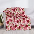 thumbnail image 3 of Honeii Rose Flowers print throw blanket, crafted from cozy cotton flannel, offers versatile home decor as a bedding suitable for all seasons.-50"x40", 3 of 6