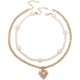 thumbnail image 1 of Htooo Mujer 2 Piezas Collares en Capas de Perlas de imitación Collar de Gargantilla con Forma de corazón Collares en Capas Chapados en Oro Joyas, 1 of 5